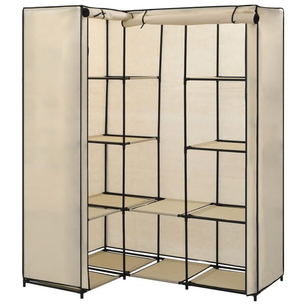 282451 vidaXL Corner Wardrobe Cream 130x87x169 cm