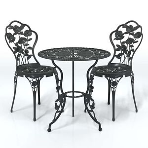 vidaXL 3-dijelni bistro set od lijevanog aluminija crni