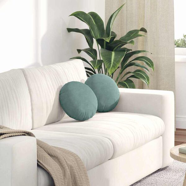 vidaXL Jastučići za sjedenje 2 pcs Morska zelena Ø 40 x 13 cm Baršun