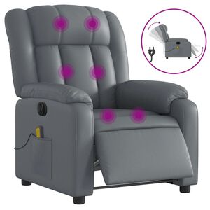 vidaXL Električni masažni naslonjač od umjetne kože sivi