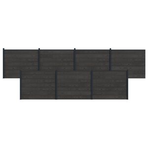 vidaXL Panel ograde 7 pcs WPC i aluminij Crna