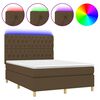 vidaXL Krevet box spring s madracem LED tamnosmeđi 140x200 cm tkanina