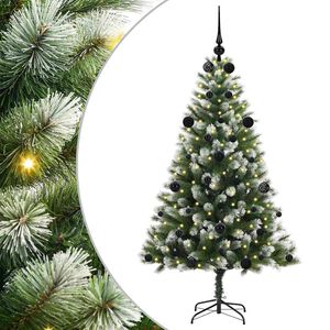 vidaXL Umjetna jelka s pantenom i pahuljicama Zelena i bijela 150 cm