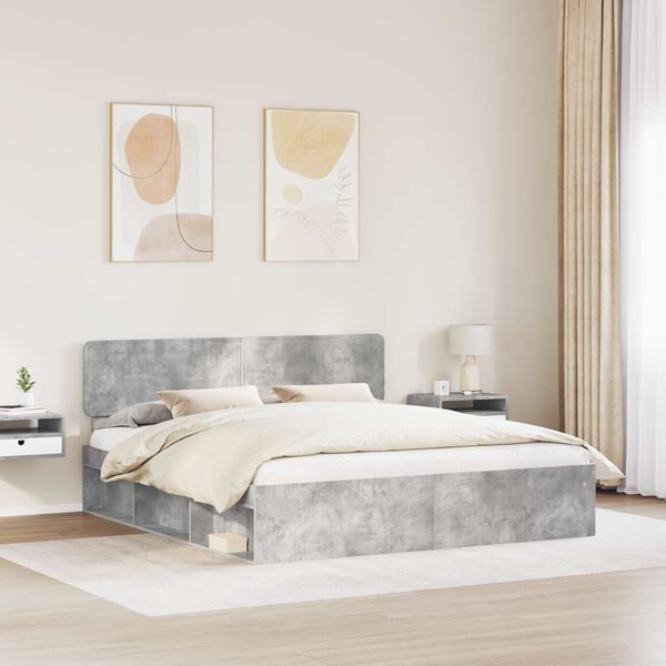 vidaXL Krevetna konstrukcija Beton 200 x 200 cm Čvrsto borovo drvo