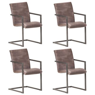 vidaXL Konzolne blagovaonske stolice od prave kože 4 kom smeđe