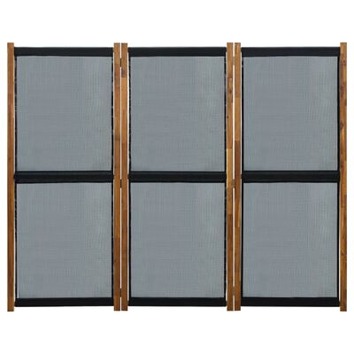 vidaXL Sobna pregrada s 3 panela crna 210 x 170 cm