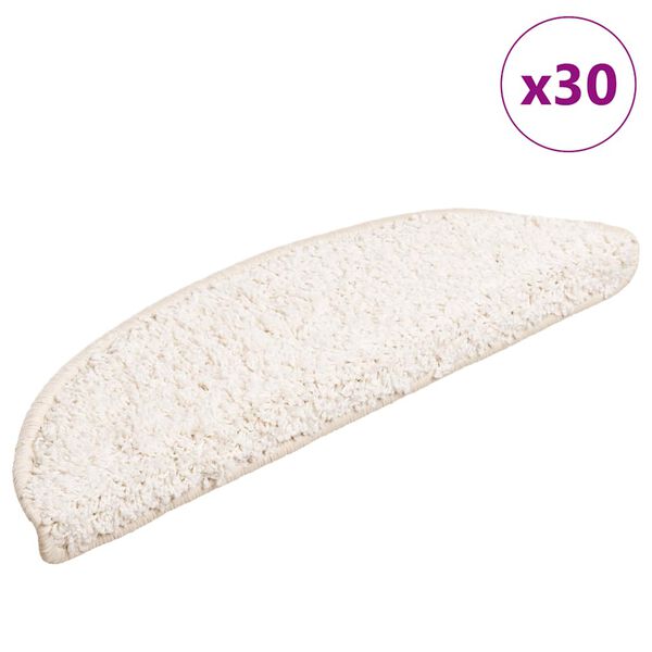 vidaXL Prostirke za stepenice 30 kom 56x17x3 cm bijele poluokrugle