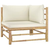 vidaXL Kutna vrtna sofa od bambusa s krem bijelim jastucima