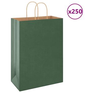 vidaXL Papirnate vrećice 250 kom s ručkama zelene 32x17x44 cm