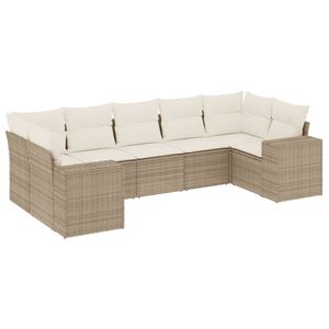 vidaXL 7-dijelni set vrtnih sofa od poliratana s jastucima bež