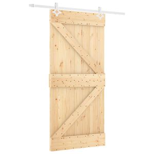 vidaXL Klizna vrata 100 x 210 cm Masivna borovina Prirodna i bijela