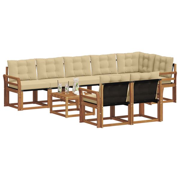 vidaXL Set vanjskih sofa s jastukom 9 pcs Prirodna i bež