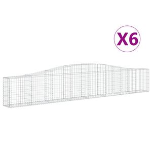 vidaXL Lučne gabionske ko&scaron;are 6 kom 400x30x60/80 cm pocinčano željezo