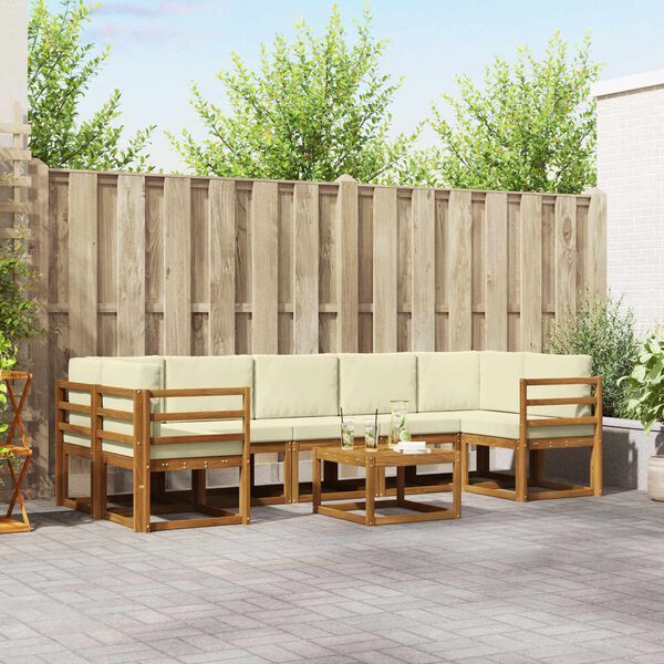 vidaXL Set vanjskih sofa s jastukom 8 pcs Prirodna i krem