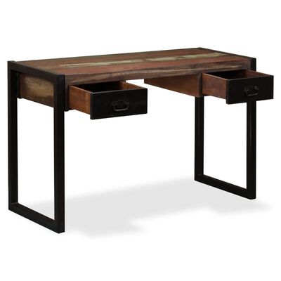 vidaXL Radni stol s 2 ladice od masivnog obnovljenog drva 120x50x76 cm