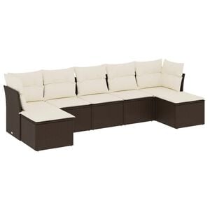 vidaXL 7-dijelni set vrtnih sofa od poliratana s jastucima smeđi