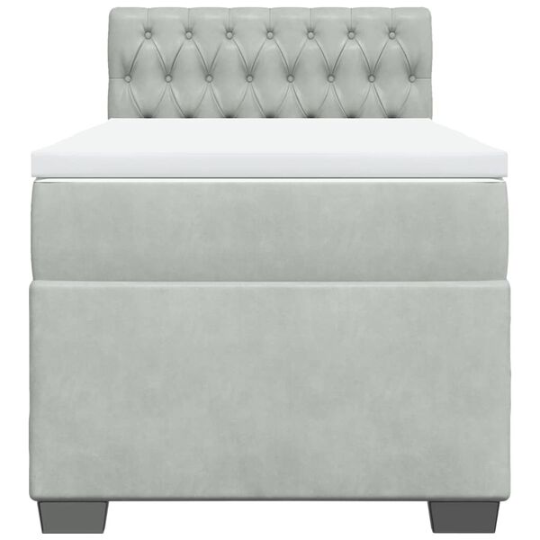vidaXL Box spring krevet s madracem svjetlosivi 90x190 cm baršunasti