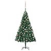 vidaXL Umjetno osvijetljeno božićno drvce s kuglicama zeleno 180cm PVC