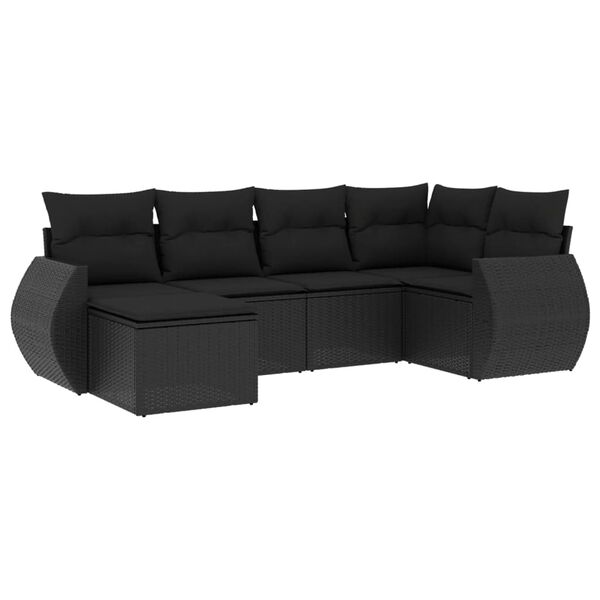 vidaXL 6-dijelni set vrtnih sofa s jastucima crni od poliratana