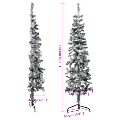 vidaXL Tanka umjetna polovica božićnog drvca sa snijegom 150 cm