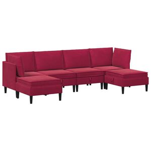 vidaXL Set namje&scaron;taja za dnevni boravak 6 kom. Vinska crvena Bar&scaron;un