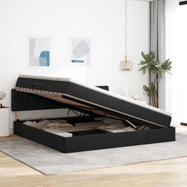 vidaXL Krevet s madracem i skladi&scaron;tem s madracem Crna 200 x 200 cm