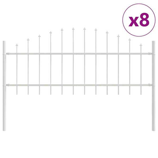 vidaXL Vrtna Ograda 8 pcs Bijelo 170 x 140 cm Čelik s prahom premazan