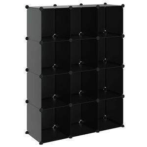 vidaXL Kockasti organizator za pohranu s 12 kocki crni od PP-a