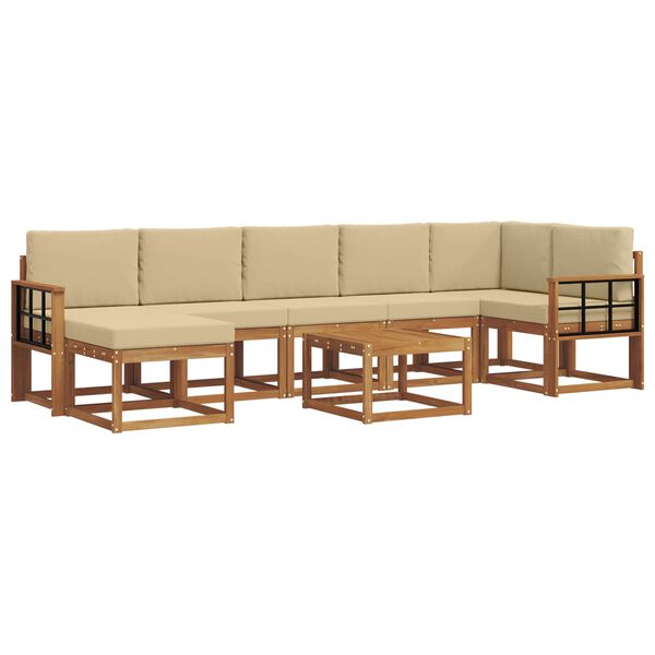 vidaXL Set vanjskih sofa s jastukom 8 pcs Prirodna i bež