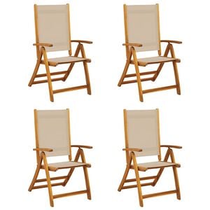 vidaXL Sklopive vrtne stolice 4 kom masivno bagremovo drvo i tekstilen