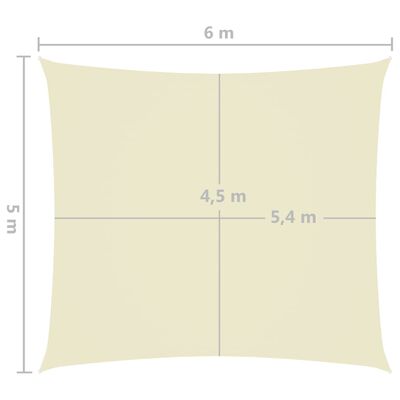 vidaXL Jedro protiv sunca od tkanine Oxford pravokutno 5 x 6 m krem