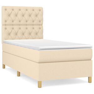 vidaXL Okvir kreveta s oprugama i madrac krem 80x200 cm od tkanine