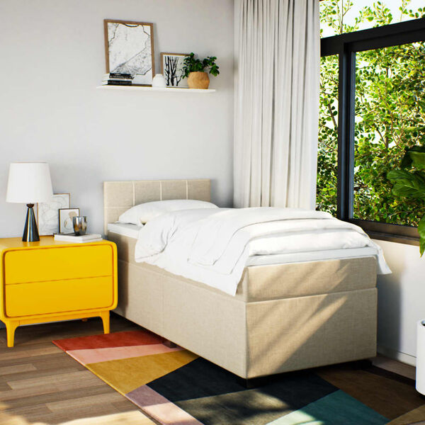 vidaXL Krevet s oprugama i madracem krem 90 x 200 cm od tkanine