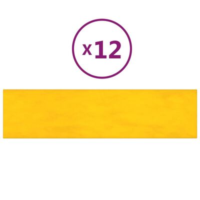 vidaXL Zidne ploče 12 kom žute 60 x 15 cm baršunaste 1,08 m²
