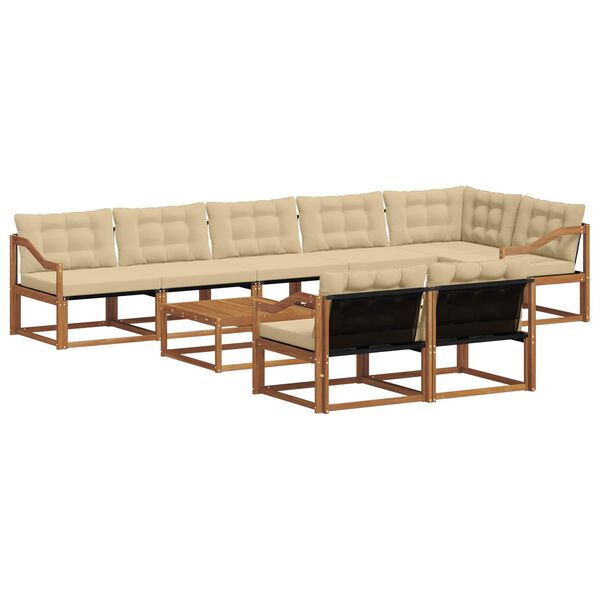 vidaXL Set vanjskih sofa s jastukom 9 pcs Prirodna i bež