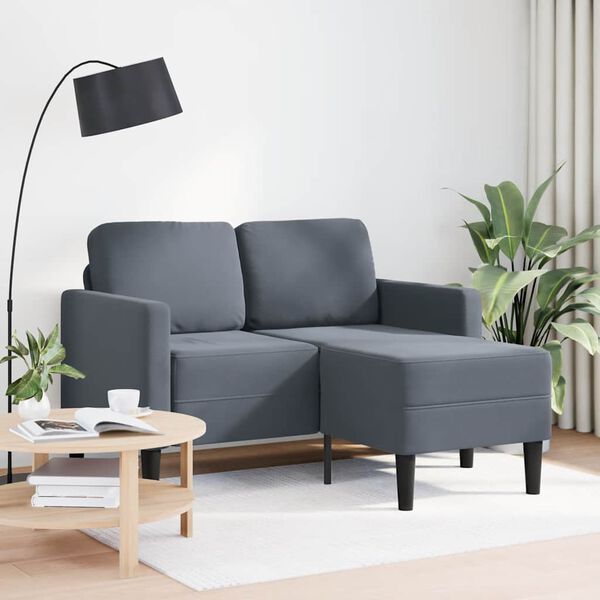 vidaXL Sofa 2-sjed s ležaljkom u obliku slova L tamnosiva 125cm baršun
