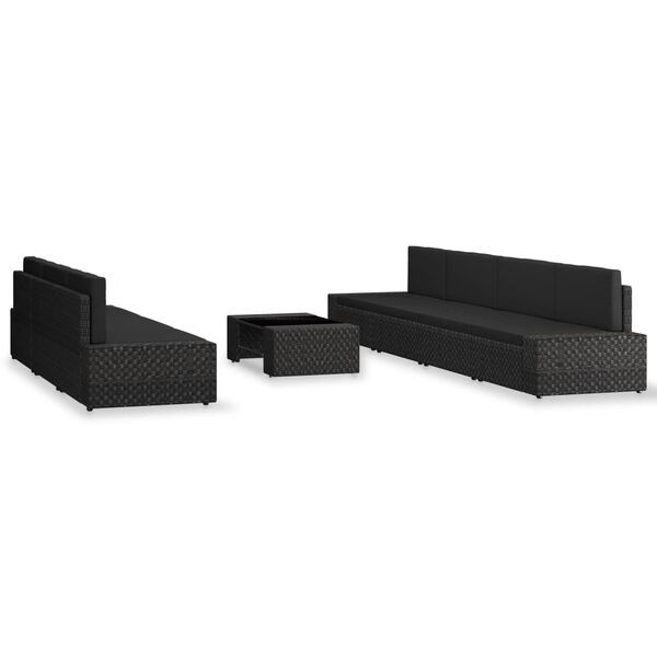 vidaXL 8-dijelna vrtna garnitura od poliratana crna