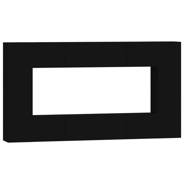 vidaXL 8-dijelni set TV ormarića crni od konstruiranog drva