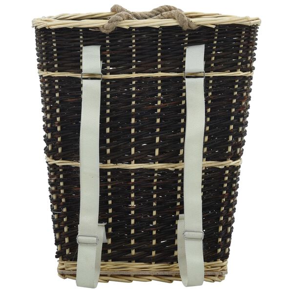 vidaXL Košara za drva za ogrjev s remenjem 50x44x58 cm prirodna vrba