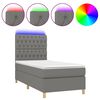 vidaXL Krevet box spring s madracem LED tamnosivi 90x190 cm tkanina