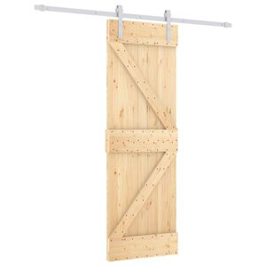 vidaXL Klizna vrata 70 x 210 cm Čvrsta borovina (neobrađena)