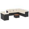 vidaXL 10-dijelni set vrtnih sofa s jastucima crni od poliratana