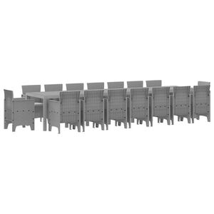 vidaXL Vrtni trpezarijski set s jastucima 17 pcs Svijetlo siva PP