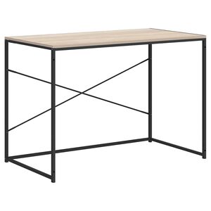 vidaXL Stol za računalo crni i hrast 110x60x70 cm konstruirano drvo