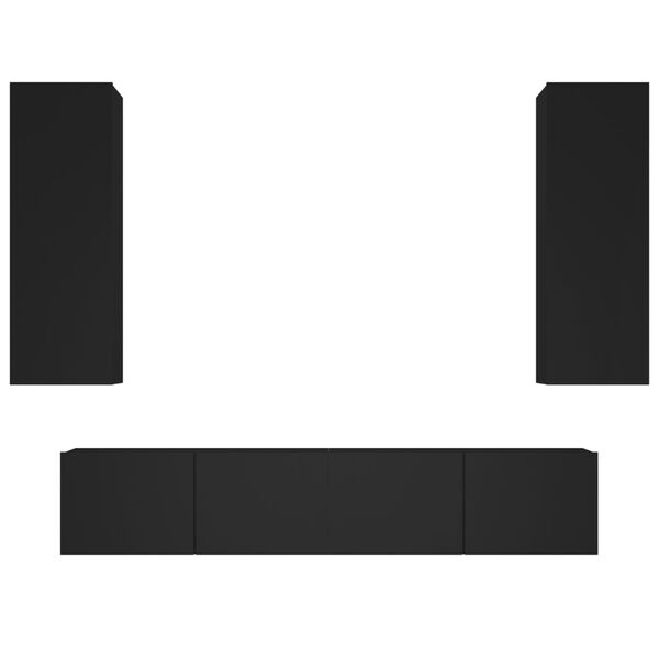 vidaXL 4-dijelni set TV ormarića crni od konstruiranog drva