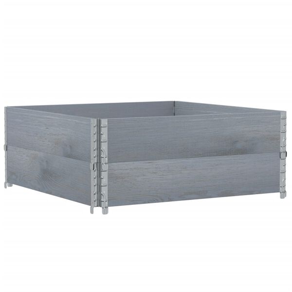vidaXL Okviri za palete 2 kom sivi 100 x 100 cm od masivne borovine
