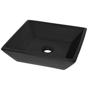 vidaXL Četvrtasti keramički umivaonik crni 41,5 x 41,5 x 12 cm