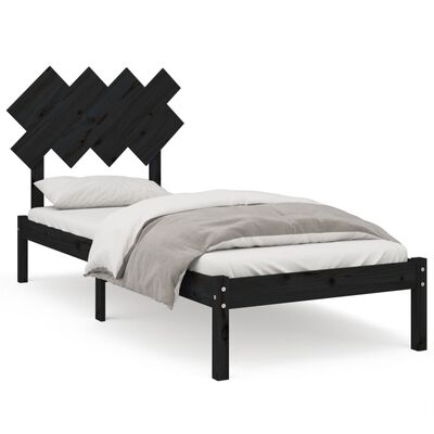 vidaXL Okvir za krevet crni 90x200 cm od masivne borovine