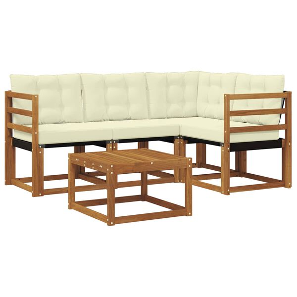 vidaXL Set vanjskih sofa s jastukom 5 pcs Prirodna i krem