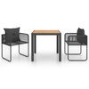 vidaXL 3-dijelni vrtni blagovaonski set od PVC ratana crno-smeđi